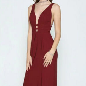 Burgundy Sleeveless Evening Long Dress
